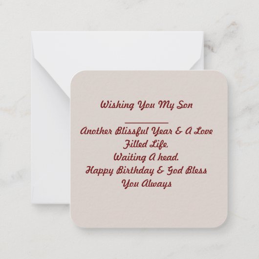 Gefeliciteerd met je verjaardag zoon notitiekaartje (Achterkant)