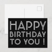 "Gefeliciteerd met je verjaardag!" Zwart & Wit Briefkaart (Voorkant / Achterkant)