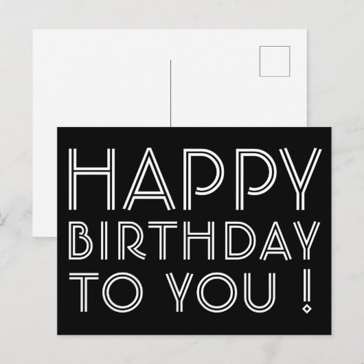 "Gefeliciteerd met je verjaardag!" Zwart & Wit Briefkaart (Voorkant / Achterkant)