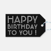 "Gefeliciteerd met je verjaardag!" Zwart & Wit Cadeaulabel (Voorkant (Horizontaal))