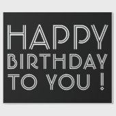 "Gefeliciteerd met je verjaardag!" Zwart & Wit Cadeaupapier (Vlak)