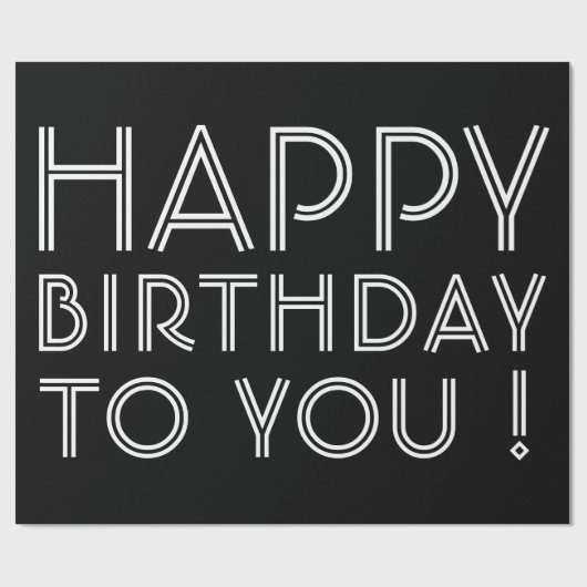 "Gefeliciteerd met je verjaardag!" Zwart & Wit Cadeaupapier (Vlak)