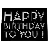 "Gefeliciteerd met je verjaardag!" | Zwart-wit Groot Cadeauzakje (Voorkant)