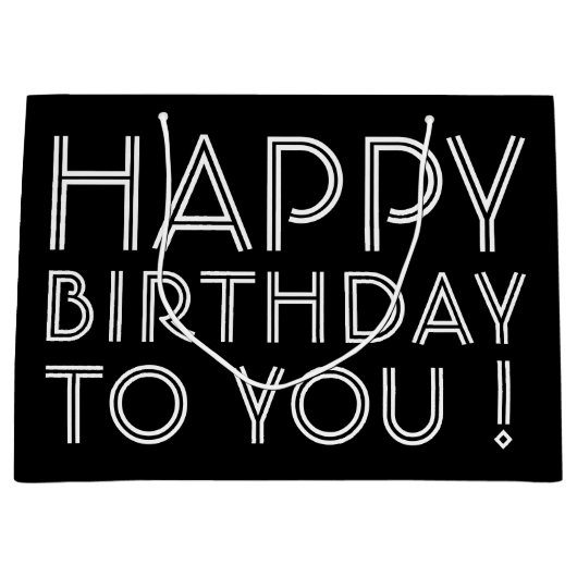 "Gefeliciteerd met je verjaardag!" | Zwart-wit Groot Cadeauzakje (Voorkant)