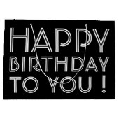 "Gefeliciteerd met je verjaardag!" | Zwart-wit Groot Cadeauzakje (Achterkant)