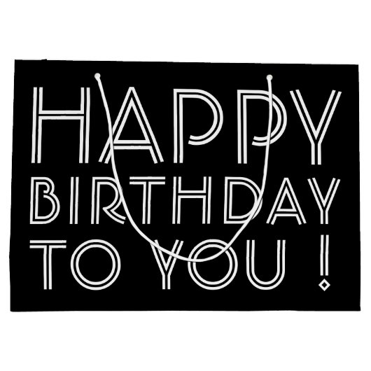 "Gefeliciteerd met je verjaardag!" | Zwart-wit Groot Cadeauzakje (Achterkant)