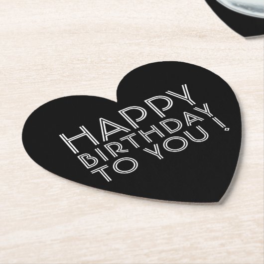 "Gefeliciteerd met je verjaardag!" Zwart & Wit Kartonnen Onderzetters (Gekanteld)
