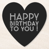 "Gefeliciteerd met je verjaardag!" Zwart & Wit Kartonnen Onderzetters (Voorkant)