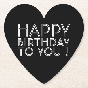 "Gefeliciteerd met je verjaardag!" Zwart & Wit Kartonnen Onderzetters