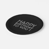 "Gefeliciteerd met je verjaardag!" Zwart & Wit Papieren Bordje (Gekanteld)