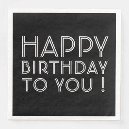 "Gefeliciteerd met je verjaardag!" Zwart-Wit Servet