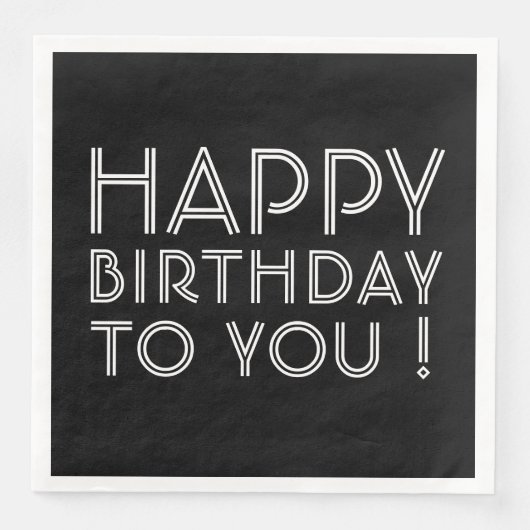 "Gefeliciteerd met je verjaardag!" Zwart-Wit Servet (Voorkant)