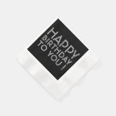 "Gefeliciteerd met je verjaardag!" Zwart & Wit Servet (Hoek)