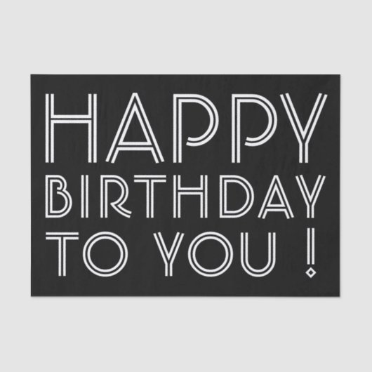 "Gefeliciteerd met je verjaardag!" Zwart & Wit Tissuepapier (Voorkant)
