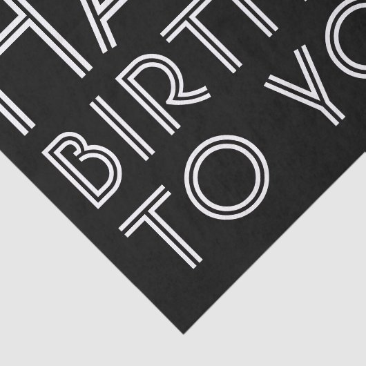 "Gefeliciteerd met je verjaardag!" Zwart & Wit Tissuepapier (Detail)