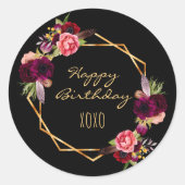 Gefeliciteerd met je verjaardag zwarte geborkanen ronde sticker (Voorkant)