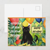 Gefeliciteerd met je verjaardag :zwarte kat die ee uitnodiging briefkaart (Voorkant / Achterkant)