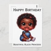 Gefeliciteerd met je verjaardag zwarte prinses mel briefkaart (Voorkant / Achterkant)