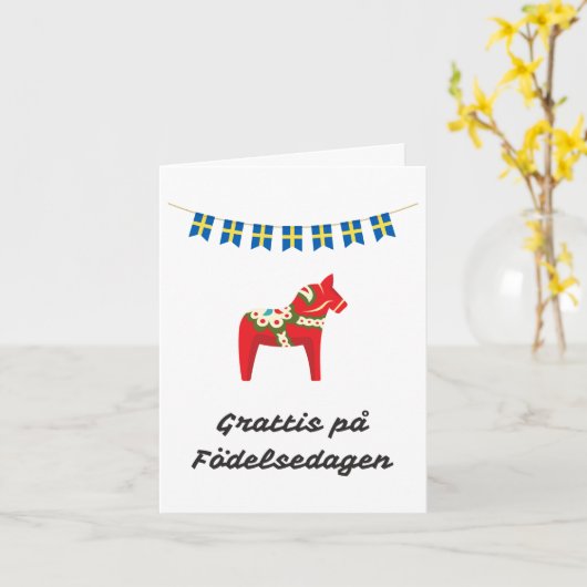 Gefeliciteerd met je verjaardag Zweedse verjaardag Kaart (Gele Bloem)