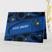 Gefeliciteerd met je Verloving! (Donker Blauw) Kaart (Gele Bloem)