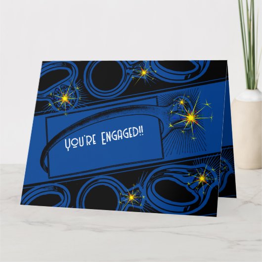 Gefeliciteerd met je Verloving! (Donker Blauw) Kaart (Voorkant)