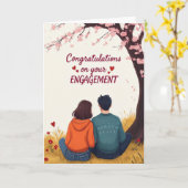 Gefeliciteerd met je Verloving Kaart (Gele Bloem)