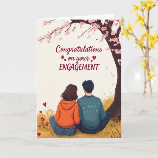 Gefeliciteerd met je Verloving Kaart (Gele Bloem)