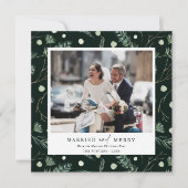 Gefeliciteerd met je vrouw en Merry Winter Greener Feestdagenkaart (Voorkant)