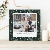 Gefeliciteerd met je vrouw en Merry Winter Greener Feestdagenkaart