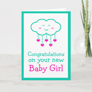 Gefeliciteerd met je Wenskaart voor baby Girl Kaart