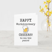 Gefeliciteerd met je werkjubileum, proost, bierlie kaart (Gele Bloem)