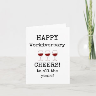 Gefeliciteerd met je werkjubileum, proost, wijnlie kaart