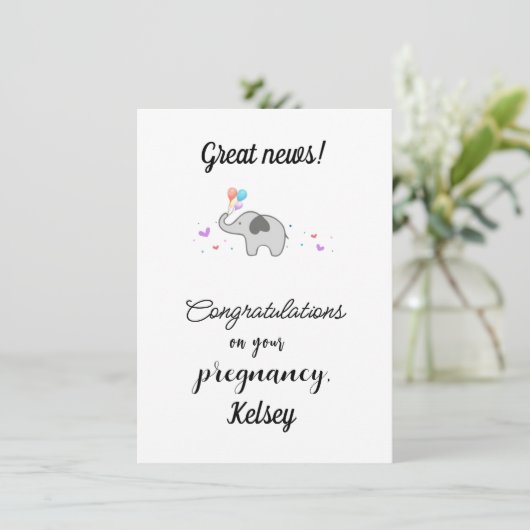 Gefeliciteerd met je zwangerschap,  feestdagenkaart (Staand voorkant)