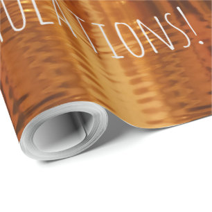 Gefeliciteerd met Jouw tekst Gold Red Copper Cadeaupapier