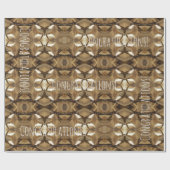 Gefeliciteerd met Jouw tekst Mosaic Gold Brown Cadeaupapier (Vlak)