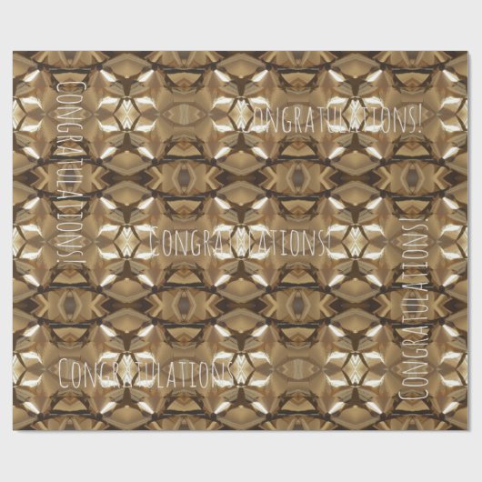 Gefeliciteerd met Jouw tekst Mosaic Gold Brown Cadeaupapier (Vlak)
