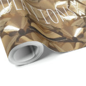 Gefeliciteerd met Jouw tekst Mosaic Gold Brown Cadeaupapier (Rol Hoek)