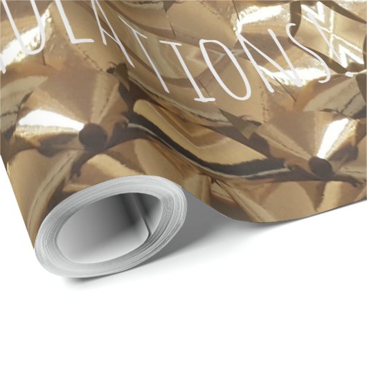 Gefeliciteerd met Jouw tekst Mosaic Gold Brown Cadeaupapier (Rol Hoek)