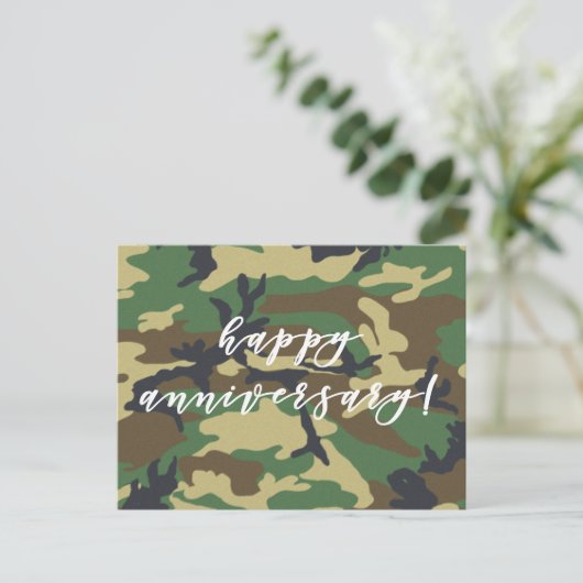 Gefeliciteerd met jullie jubileum Woodland Militai Briefkaart (Staand voorkant)