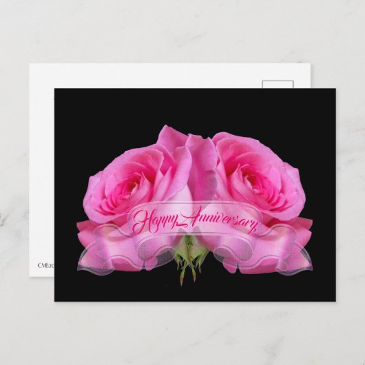 Gefeliciteerd met jullie trouwdag Roze Rozen Verza Briefkaart (Voorkant / Achterkant)