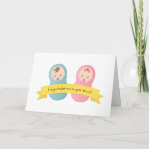 Gefeliciteerd met jullie tweeling! Jongen en meisj Kaart