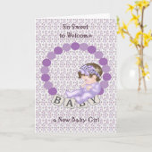 Gefeliciteerd met Kaart New Baby Girl in Lavender (Gele Bloem)