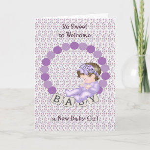 Gefeliciteerd met Kaart New Baby Girl in Lavender