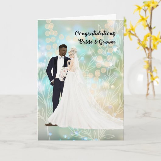 Gefeliciteerd met kaart voor gemengde bruiloft (Gele Bloem)