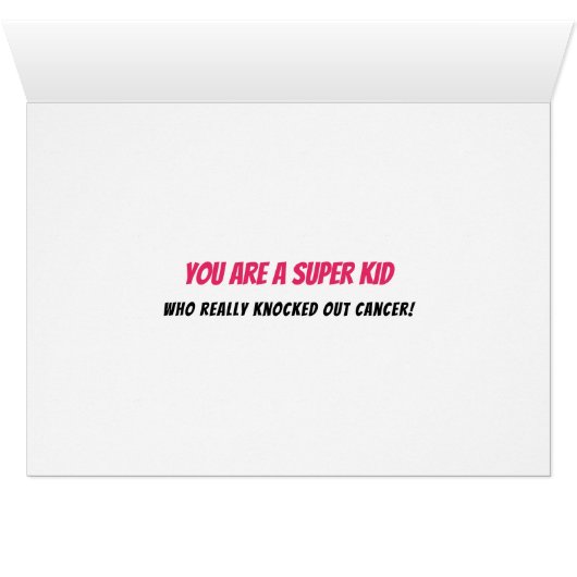 Gefeliciteerd met kanker Girl Pink Superheld (Binenzijde Horizontaal (Onderkant))