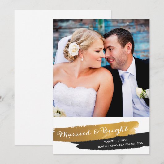 Gefeliciteerd met kerstmis met bruin Faux Gold Foi Feestdagenkaart (Voorkant / Achterkant)