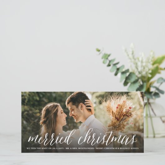 Gefeliciteerd met Kerstmis Mijnheer en Mevrouw Fot Feestdagenkaart (Staand voorkant)