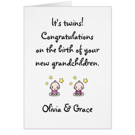 Gefeliciteerd met kleinkinderen, tweelingmeisjes