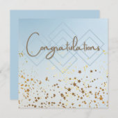Gefeliciteerd met lichtblauw en goud kaart (Voorkant / Achterkant)
