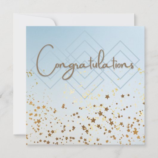 Gefeliciteerd met lichtblauw en goud kaart (Voorkant)